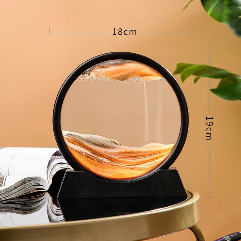 7 Inch 3D Flowing Sand Painting Art Hourglass Mountain View Sports