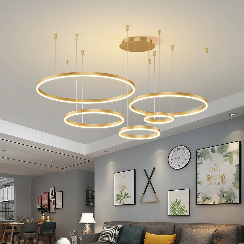 Modern Led Ceiling Chandelier Circular Ring Chandelier Living Bedroom