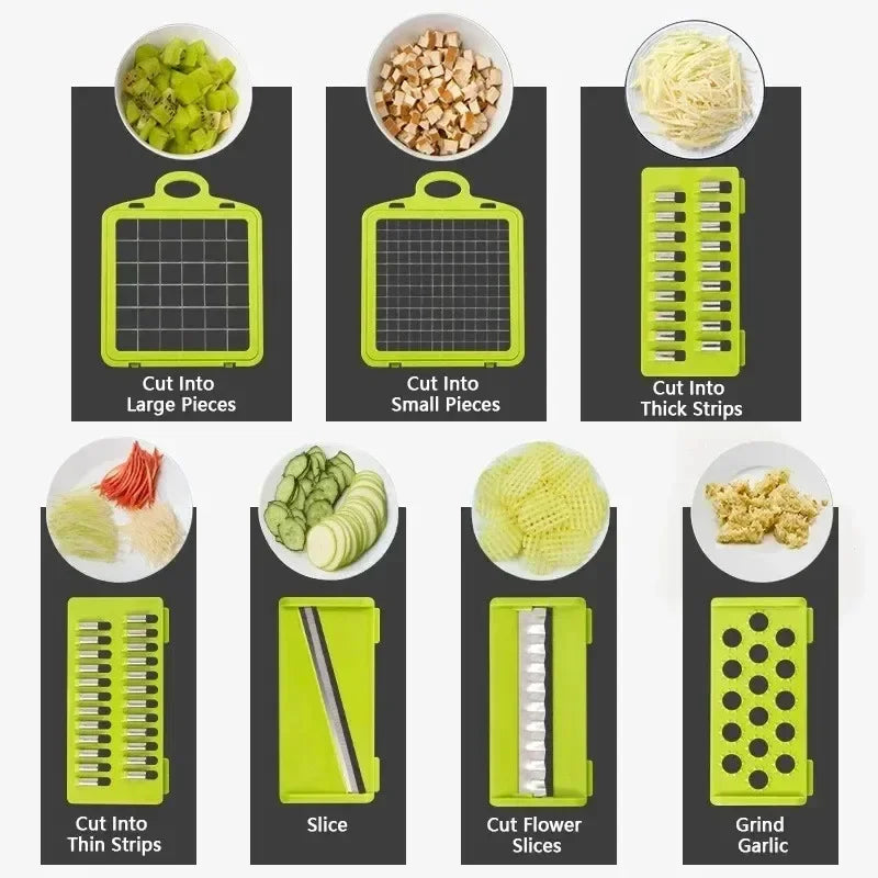 14/16 in 1 Multifunctional Vegetable Chopper Handle Food Grate Food