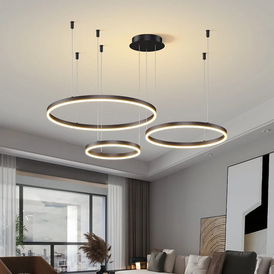 Modern Led Ceiling Chandelier Circular Ring Chandelier Living Bedroom