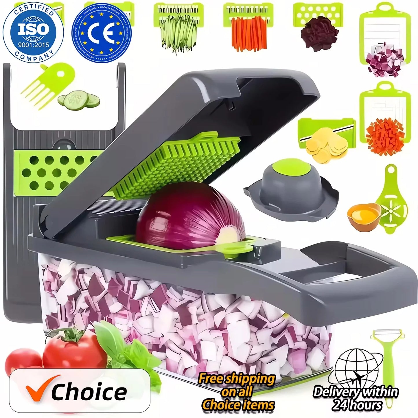 14/16 in 1 Multifunctional Vegetable Chopper Handle Food Grate Food