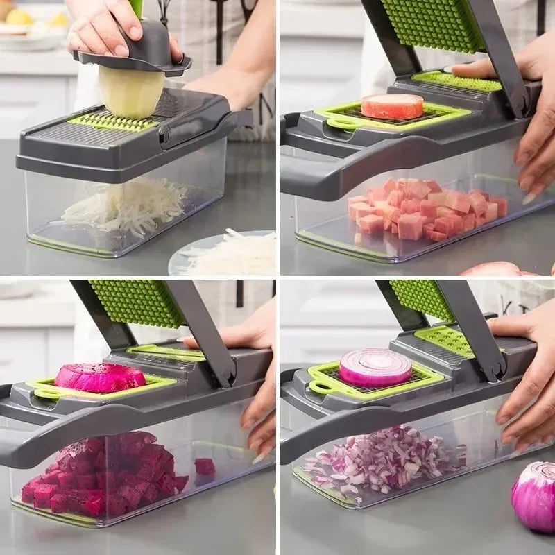 14/16 in 1 Multifunctional Vegetable Chopper Handle Food Grate Food