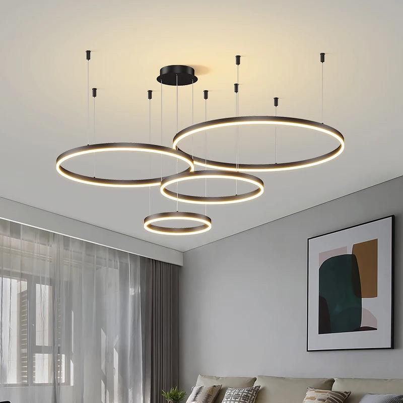 Modern Led Ceiling Chandelier Circular Ring Chandelier Living Bedroom