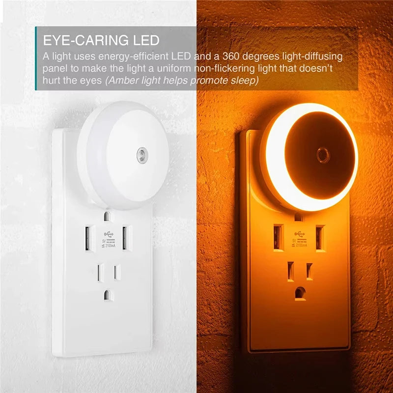 Xiaomi LED Night Light Smart Night Sensor Round Plug in Wall Night Lamp