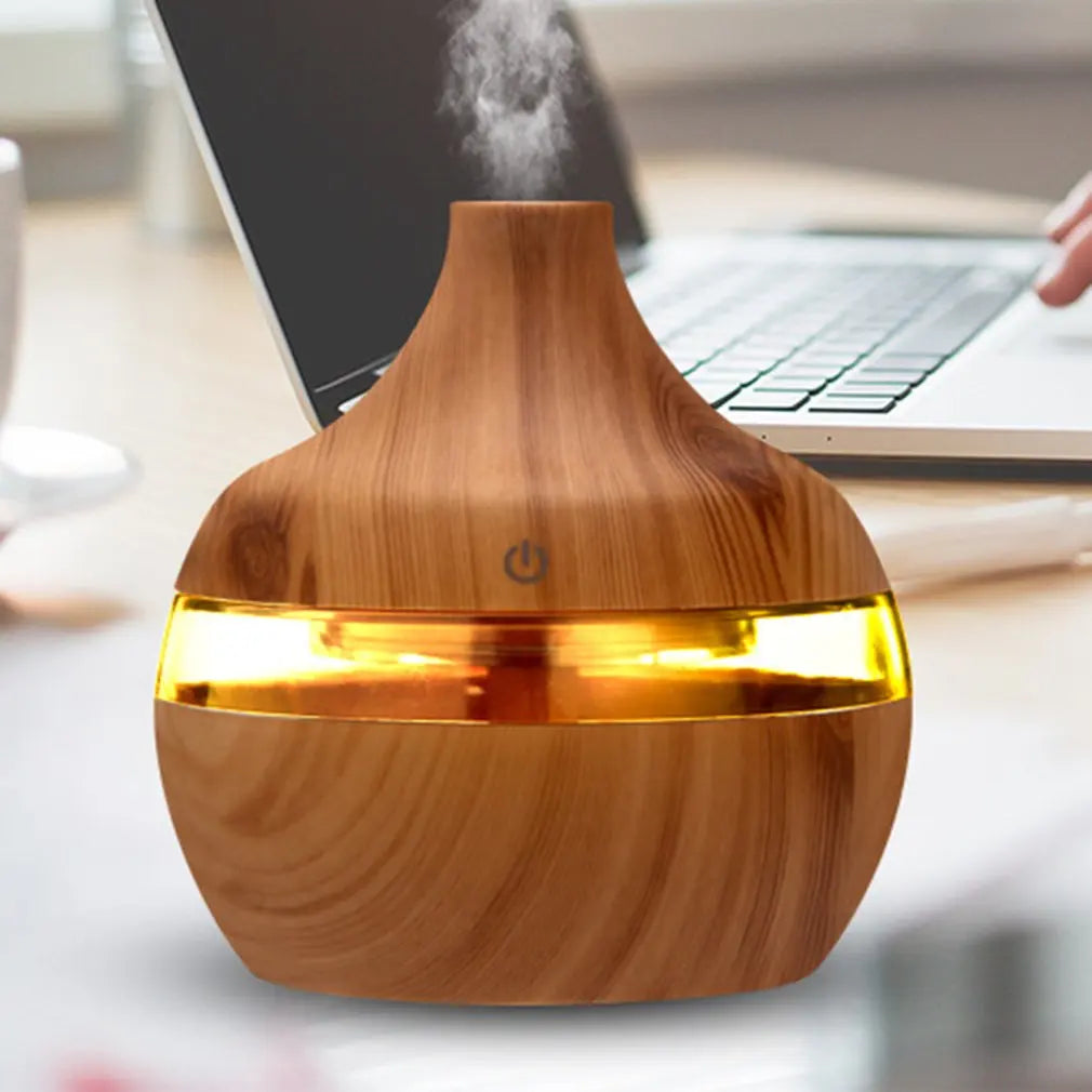 300ML USB Air Humidifier Electric Aroma Diffuser Mist Wood Grain