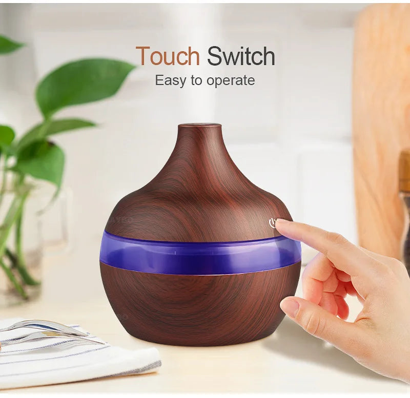 300ML USB Air Humidifier Electric Aroma Diffuser Mist Wood Grain