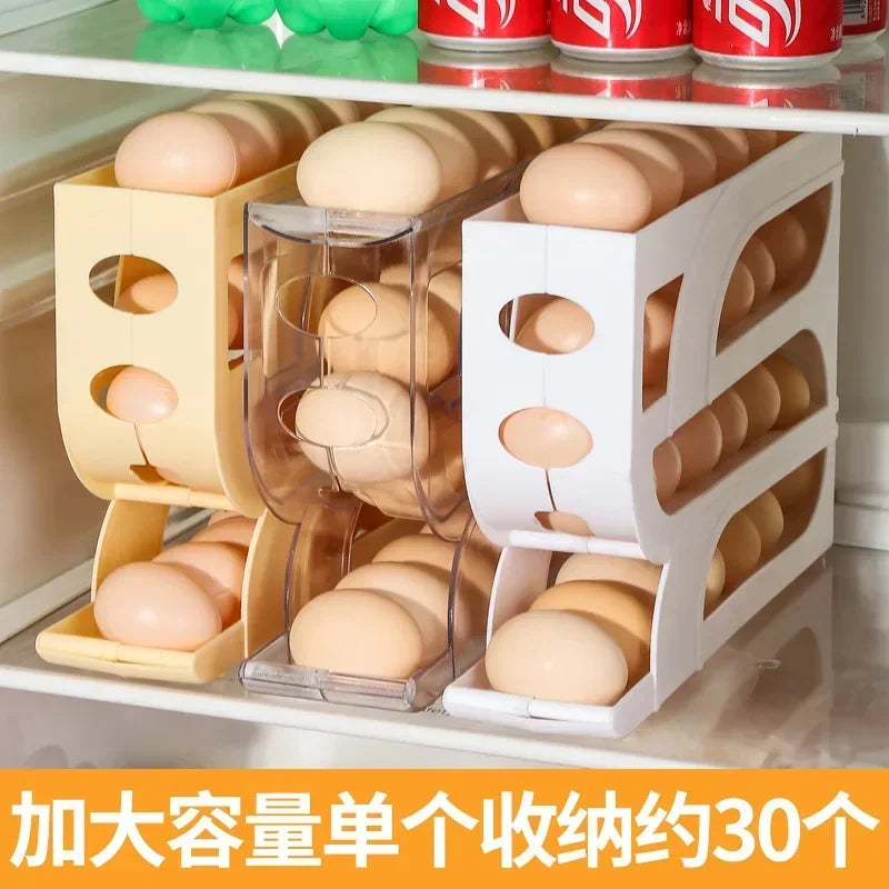 Household automatic rolling egg storage box kitchen refrigerator