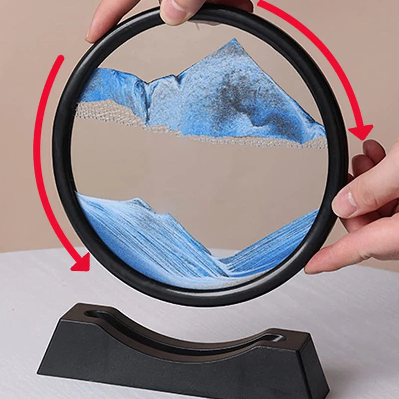 7 Inch 3D Flowing Sand Painting Art Hourglass Mountain View Sports